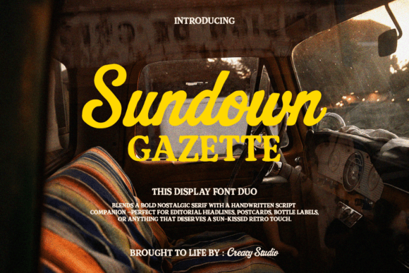 Sundown Gazette Duo: A Vintage Display Font for Bold Branding